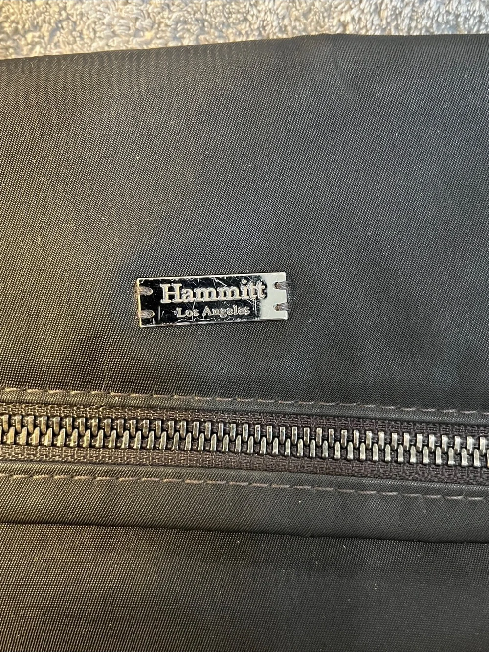Hammitt Black Nylon Magnetic Foldover Crossbody Bag with Metal Rivets studs